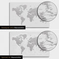 Weltkarte in Hellgrau mit zweidimensionalen Meerestiefen