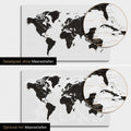 Weltkarte in Light Black (Weiss-Schwarz) mit zweidimensionalen Meerestiefen