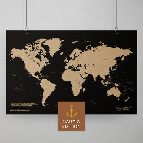 Weltkarte als Poster in Sonar Black zum Pinnen und Markieren von Reisezielen kaufen