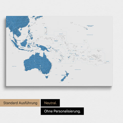 Neutrale Ausführung einer Australien-Karte in Farbe Blau ohne Personalisierung