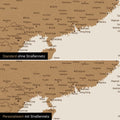 Vergleich einer Australien-Karte in Farbe Bronze mit und ohne Straßennetz