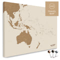 Landkarte von Australien und Ozeanien in Farbe Bronze als Pinnwand Leinwand zum Pinnen und Markieren von Reisezielen
