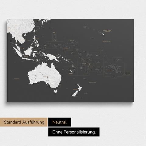 Neutrale Ausführung einer Australien-Karte in Farbe Dunkelgrau ohne Personalisierung