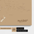 Australien-Karte Pinn-Leinwand in Farbe Treasure Gold mit personalisiertem Text