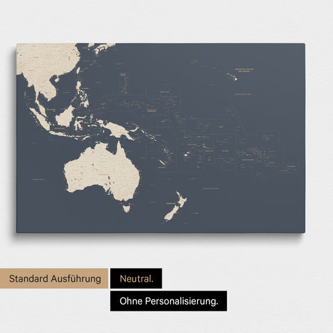 Neutrale Ausführung einer Australien-Karte in Farbe Hale Navy (Dunkelblau Gold) ohne Personalisierung