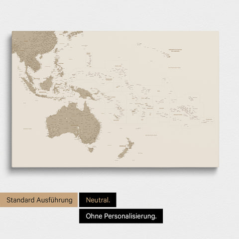 Neutrale Ausführung einer Australien-Karte in Farbe Bronze ohne Personalisierung