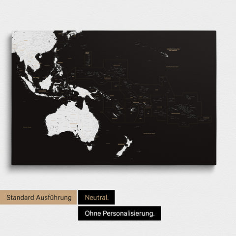 Neutrale Ausführung einer Australien-Karte in Farbe Schwarz-Weiß ohne Personalisierung
