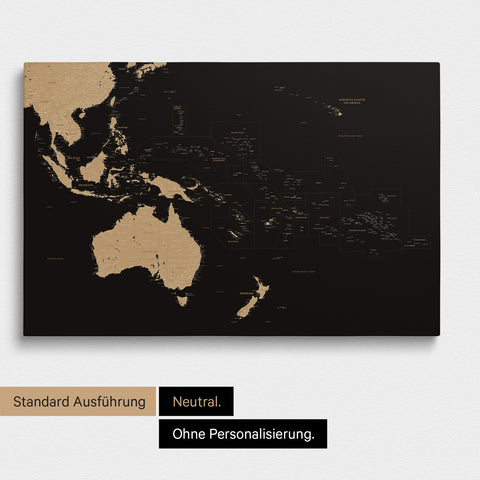 Neutrale Ausführung einer Australien-Karte in Farbe Sonar Black (Schwarz-Gold) ohne Personalisierung