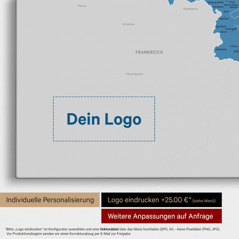 Carte de Benelux TRAVEL® à épingles – Bleu Océan