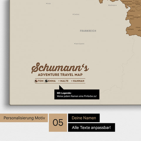 Carte de Benelux TRAVEL® à épingles – Bronze
