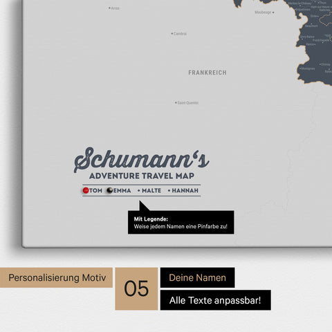 Carte de Benelux TRAVEL® à épingles – Bleu Denim