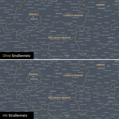 Carte de Benelux TRAVEL® à épingles – Bleu Denim