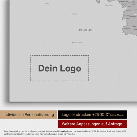 Benelux-Karte TRAVEL® Pinn-Leinwand – Coolgray