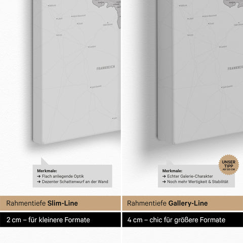 Benelux-Karte TRAVEL® Pinn-Leinwand – Coolgray