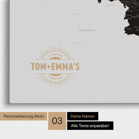 Carte de Benelux TRAVEL® à épingles – Noir clair