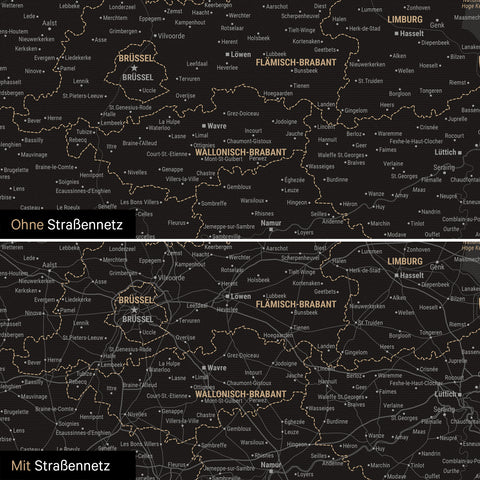 Carte de Benelux TRAVEL® à épingles – Noir clair