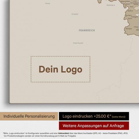 Benelux Push Pin Map TRAVEL® (Pinboard) – Multicolor Beige