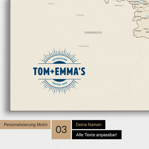 Benelux-Karte TRAVEL® Pinn-Leinwand – Multicolor Classic