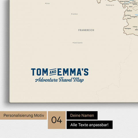 Benelux-Karte TRAVEL® Pinn-Leinwand – Multicolor Classic
