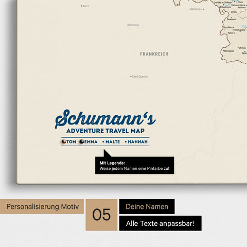 Benelux-Karte TRAVEL® Pinn-Leinwand – Multicolor Classic