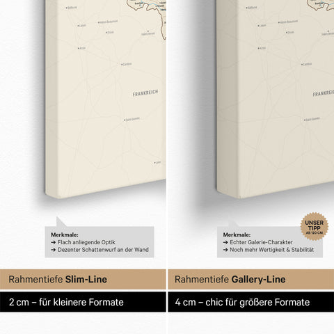 Benelux-Karte TRAVEL® Pinn-Leinwand – Multicolor Classic