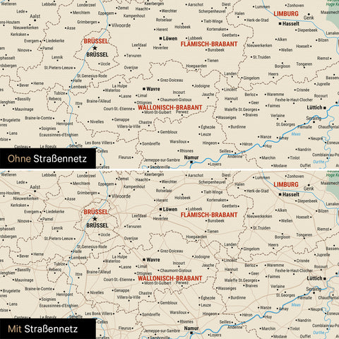 Benelux-Karte TRAVEL® Pinn-Leinwand – Multicolor Classic