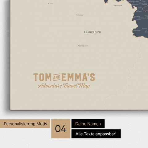 Benelux-Karte TRAVEL® Pinn-Leinwand – Navy Light