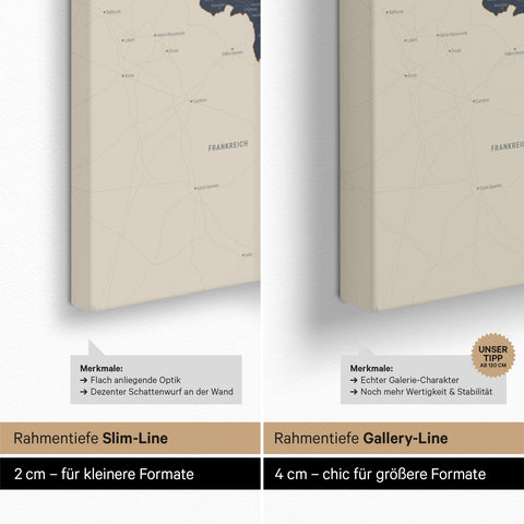 Benelux-Karte TRAVEL® Pinn-Leinwand – Navy Light