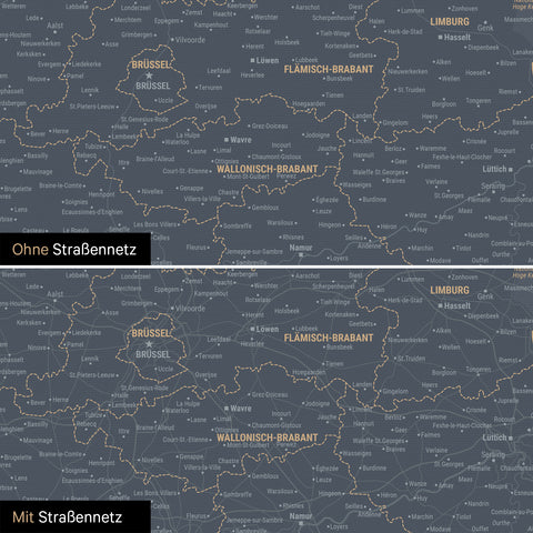 Benelux-Karte TRAVEL® Pinn-Leinwand – Navy Light