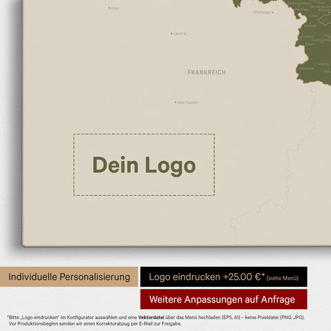 Benelux Push Pin Map TRAVEL® (Pinboard) – Olive Green