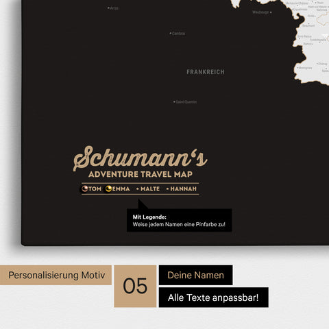 Carte de Benelux TRAVEL® à épingles – Noir foncé (Noir et blanc)