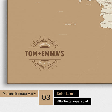 Carte de Benelux TRAVEL® à épingles – Trésor Or