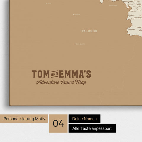 Carte de Benelux TRAVEL® à épingles – Trésor Or