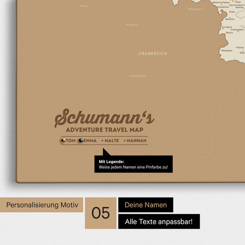 Carte de Benelux TRAVEL® à épingles – Trésor Or