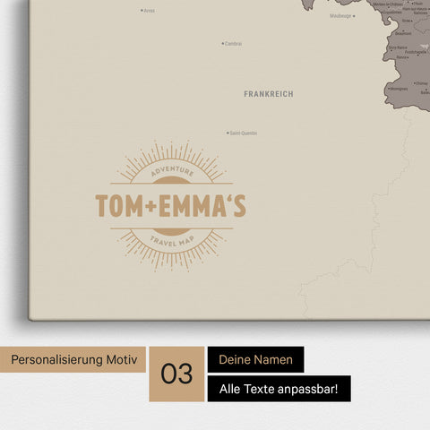 Benelux-Karte TRAVEL® Pinn-Leinwand – Warmgray