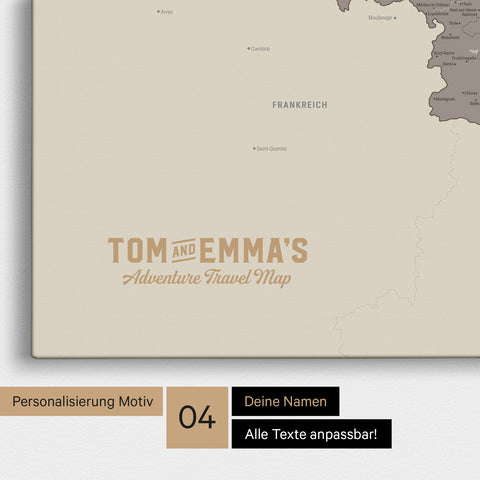 Benelux-Karte TRAVEL® Pinn-Leinwand – Warmgray