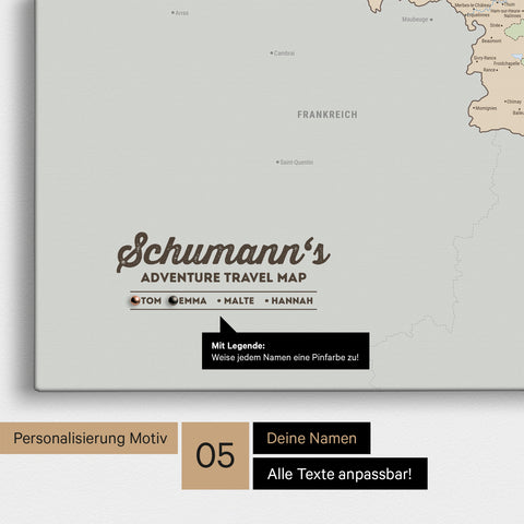 Politische Benelux-Karte TRAVEL® Pinn-Leinwand – Multicolor Atlas