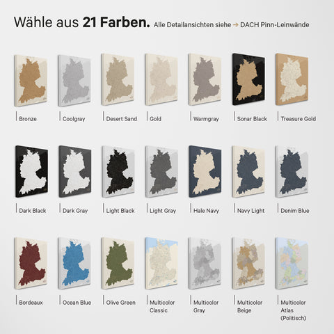 DACH Karte TRAVEL® Premium Poster – in 21 Farben