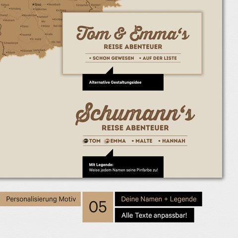 DACH Karte TRAVEL® Premium Poster – in 21 Farben