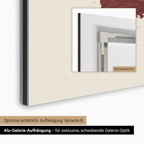 Alu-Galerie-Aufhängung für eine magnetische Deutschland-Karte für eine schwebende Optik