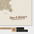 Magnetische Deutschland-Karte als Magnetboard in Desert Sand mit Personalisierung und eigedruckten Namen