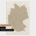 Neutrale und schlichte Ausführung einer magnetischen Deutschland-Karte in Desert Sand