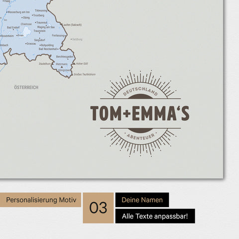 Magnetboard mit Deutschland-Karte in Multicolor Atlas mit rundem Logo als Personalisierung