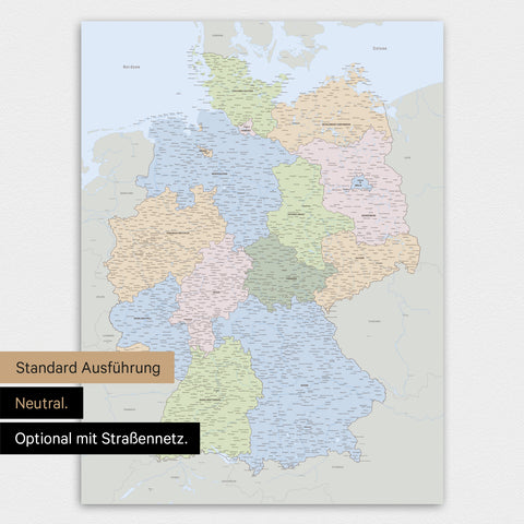 Neutrale und schlichte Ausführung einer magnetischen Deutschland-Karte in Multicolor Atlas