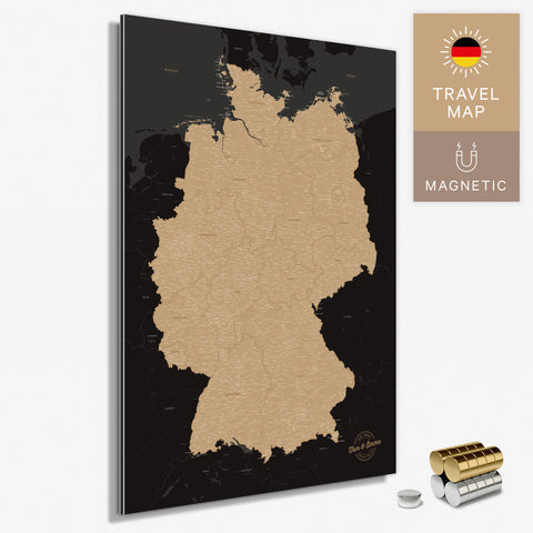 Magnetische Deutschland-Karte in Sonar Black als Magnetboard zum Pinnen und Markieren von Reisezielen kaufen