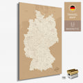 Magnetische Deutschland-Karte in Treasure Gold als Magnetboard zum Pinnen und Markieren von Reisezielen kaufen