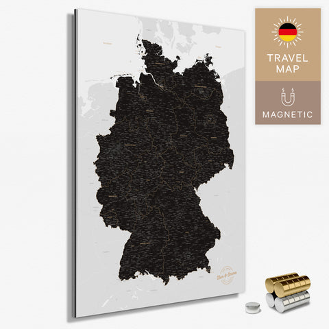 Magnetische Deutschland-Karte in Light Black als Magnetboard zum Pinnen und Markieren von Reisezielen kaufen