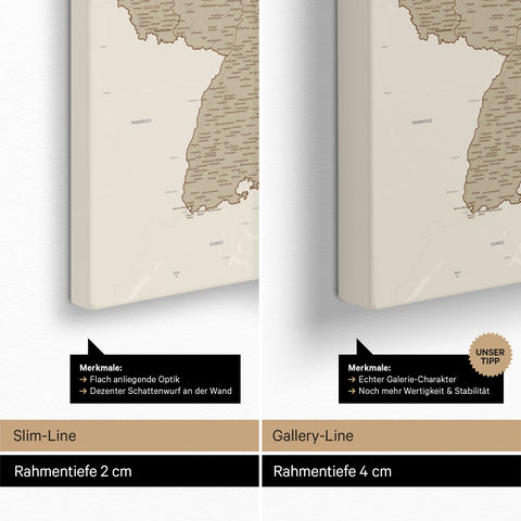 Germany Map TRAVEL® Canvas Push Pin Board – Desert Sand