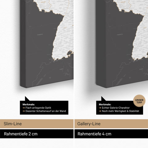 Germany Map TRAVEL® Canvas Push Pin Board – Dark Gray