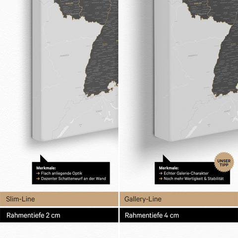 Deutschland-Karte TRAVEL® Pinnwand Leinwand – Light Gray
